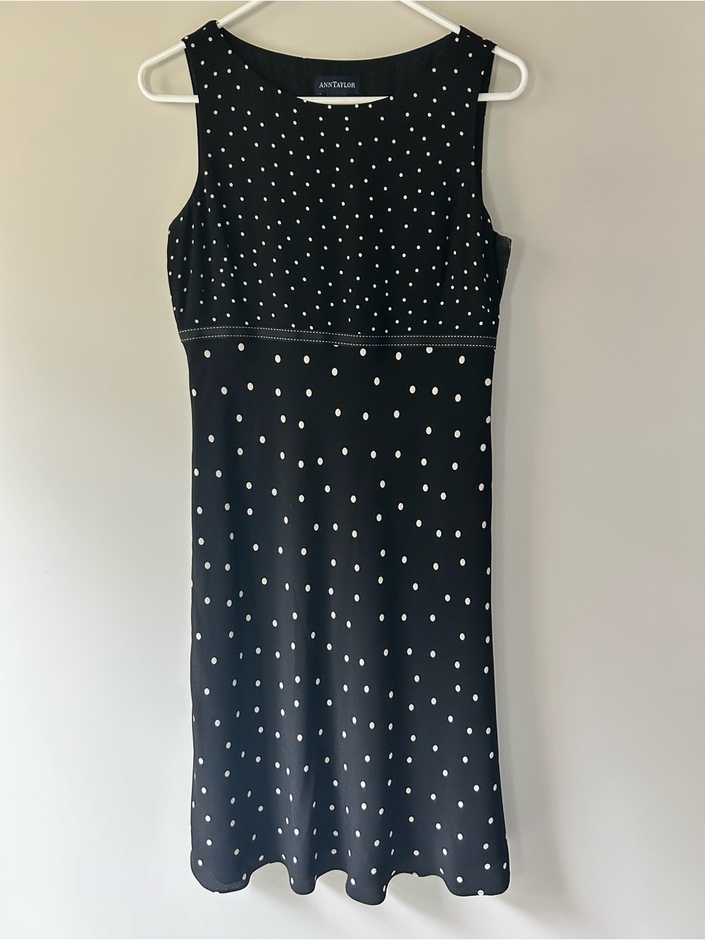 Ann Taylor Black and White Polka Dot Sleeveless Dress